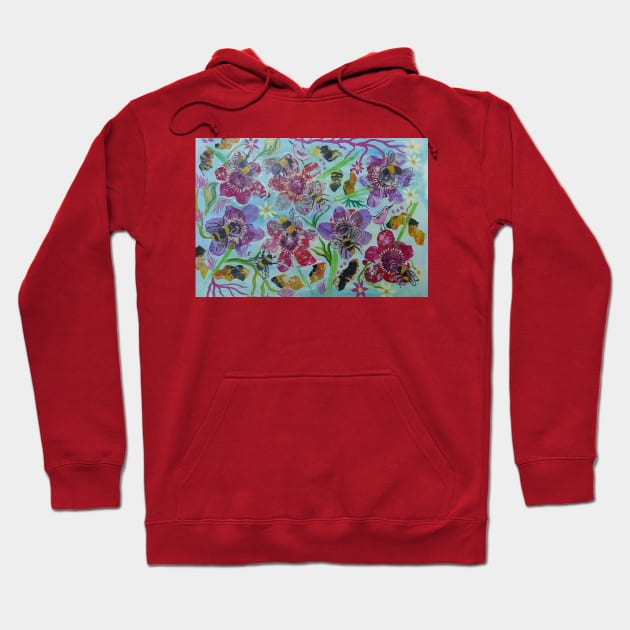 Bumble bees and Flowers Hoodie by Casimirasquirkyart